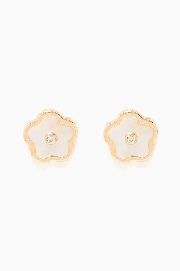 

Floral Diamond Stud Earrings, Gold
