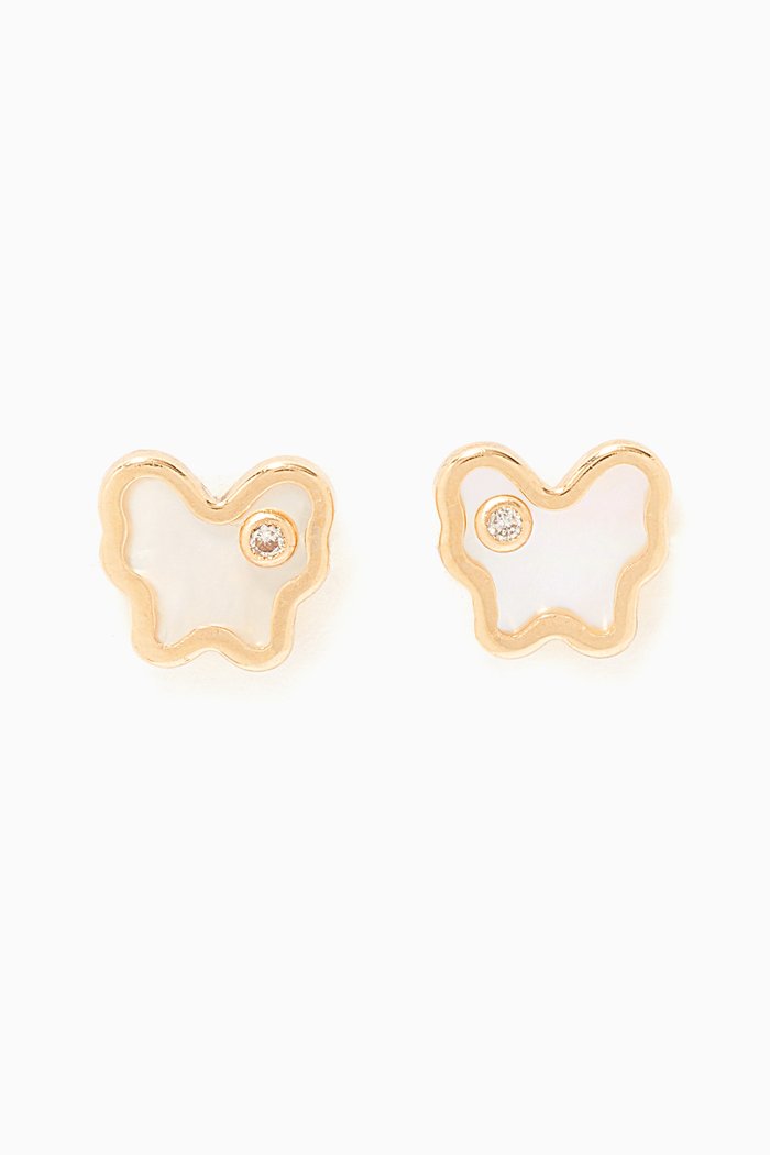 Butterfly Diamond Stud Earrings, Gold