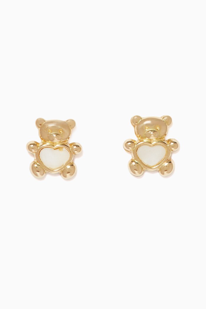

Bear Heart Stud Earrings, Gold