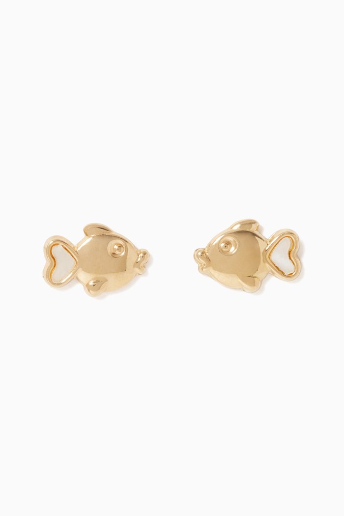 

Fish Heart Stud Earrings, Gold