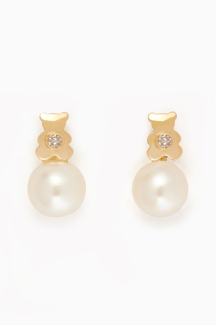 

Bear Pearl Diamond Earrings, Gold