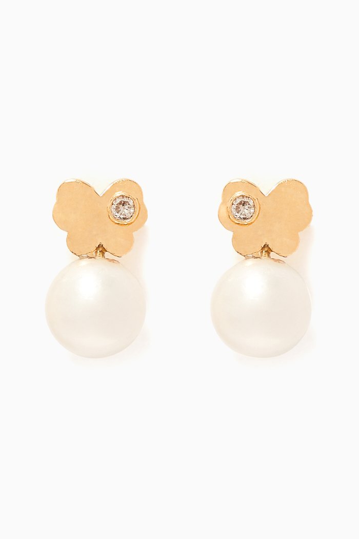 

Butterfly Pearl Diamond Earrings, Gold