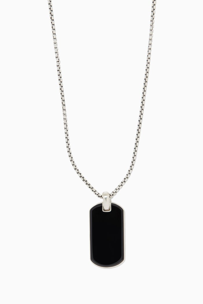 

Stone Tag Necklace, Black