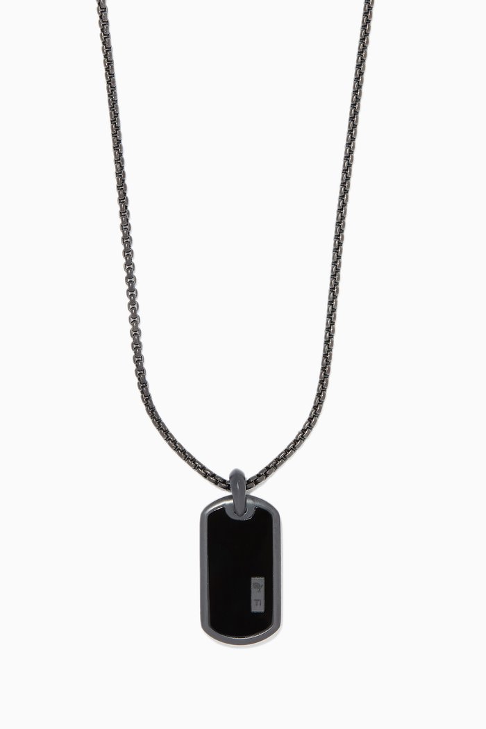 

Stone Tag Necklace, Black