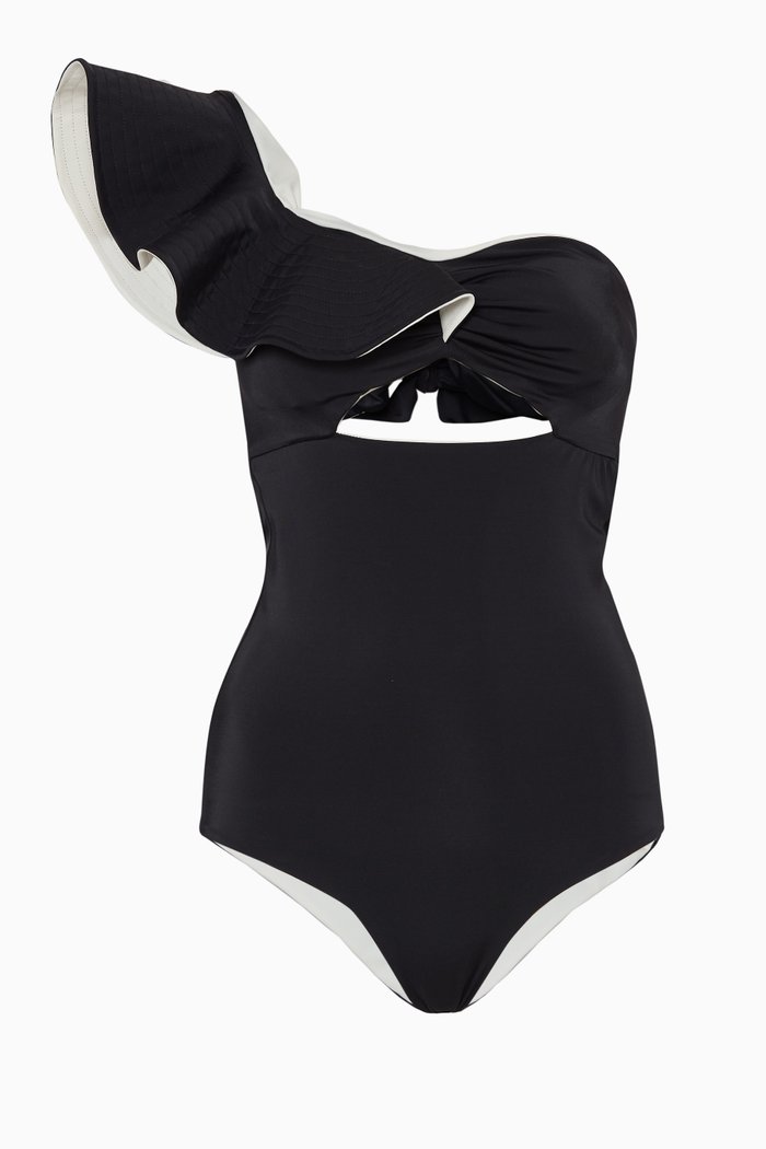 

Barranquero One-Shoulder One Piece Swimsuit, Black