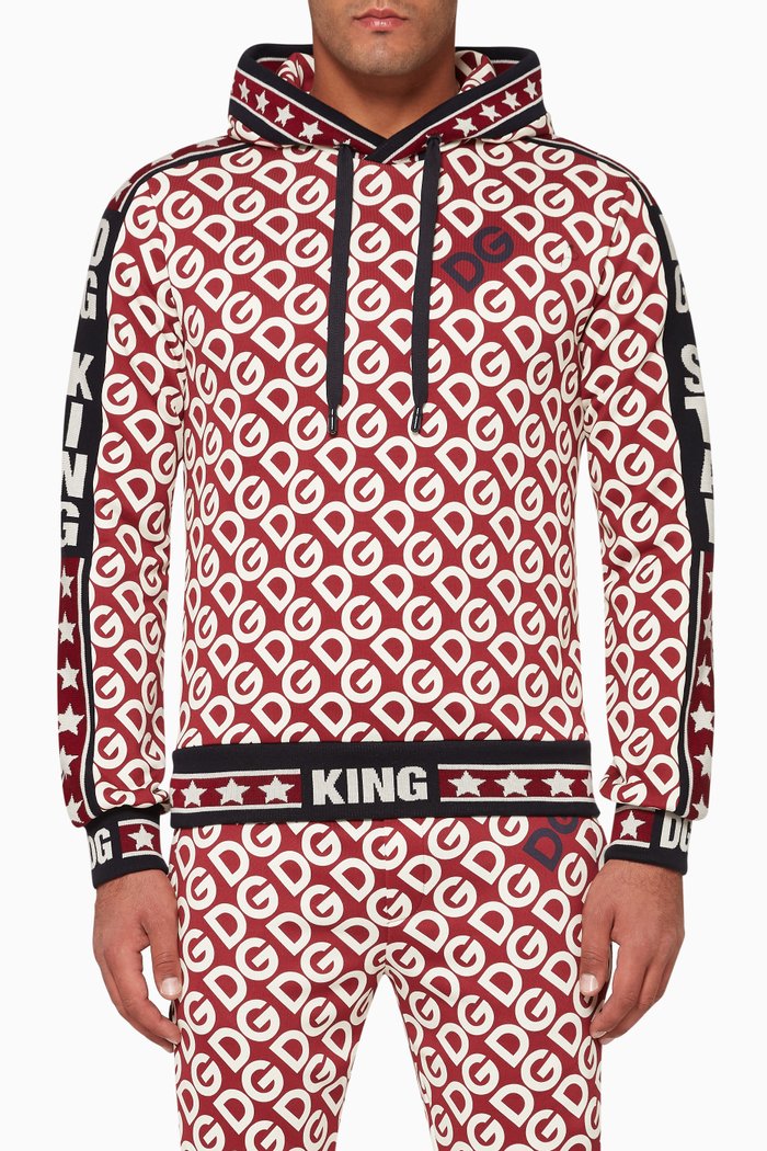 

DG Logo Print Hoodie, Red