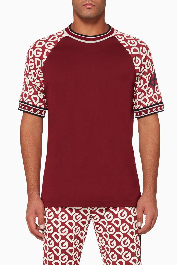 

DG Logo Print Cotton T-Shirt, Red