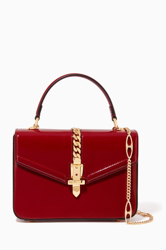 

Sylvie 1969 Mini Patent Leather Top Handle Bag, Red