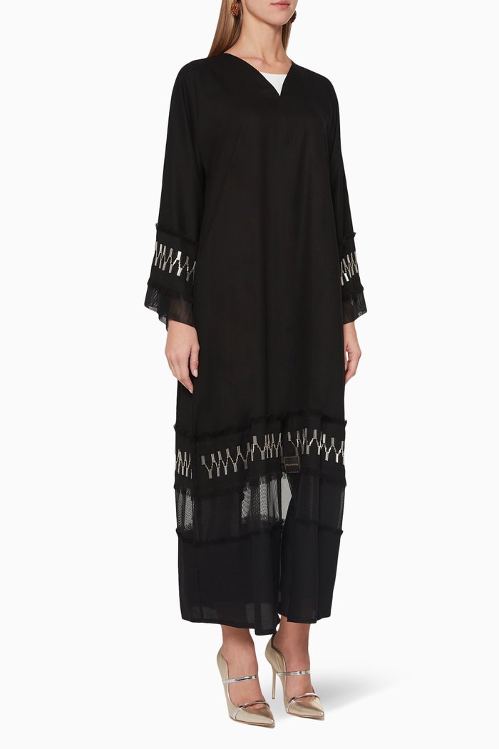 

Net Border Abaya, Black
