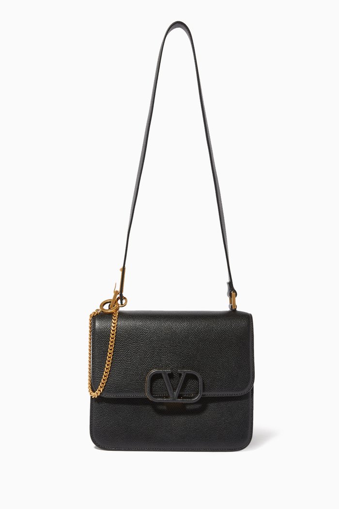 

Valentino Garavani VSLING Leather Shoulder Bag, Black
