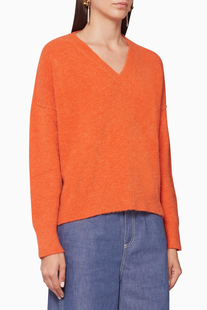

Oversized V-Neck Sweater, Orange
