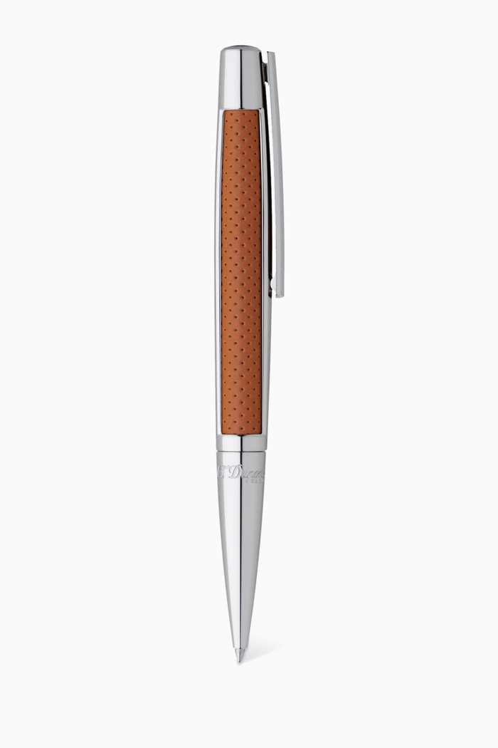 

Défi Palladium & Perforated Leather Ballpoint Pen, Brown