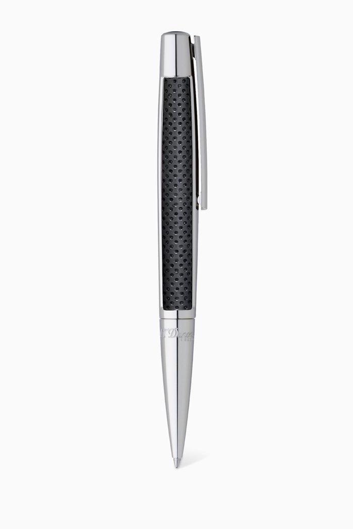 

Défi Palladium & Perforated Leather Ballpoint Pen, Black