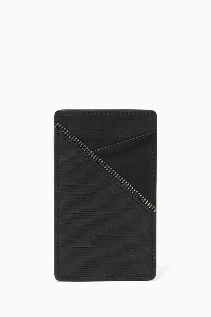 

Avant Ripped Leather Card Holder, Black