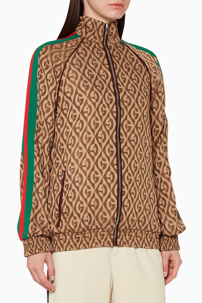 

G Rhombus Jacquard Track Jacket, Brown
