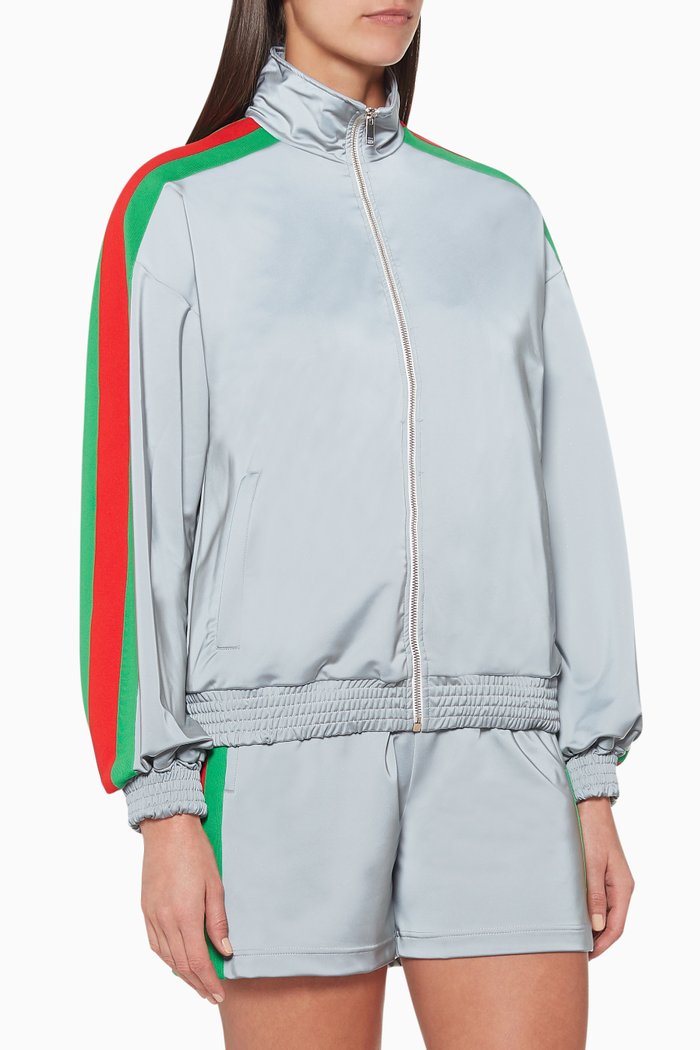 

Iridescent Striped Track Jacket, Silver