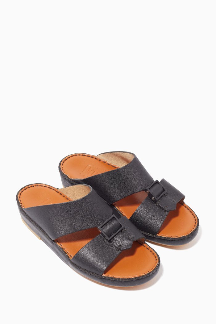 

Quadratura Deer-Calf Leather Sandals, Black