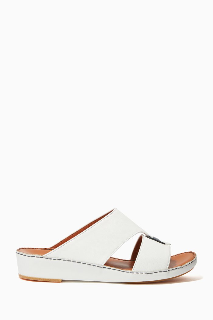 

Heritage Calf Lizard Sandals, White