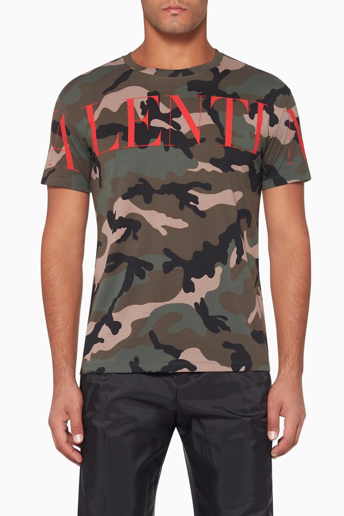 

Camouflage-Print Logo T-Shirt, Green