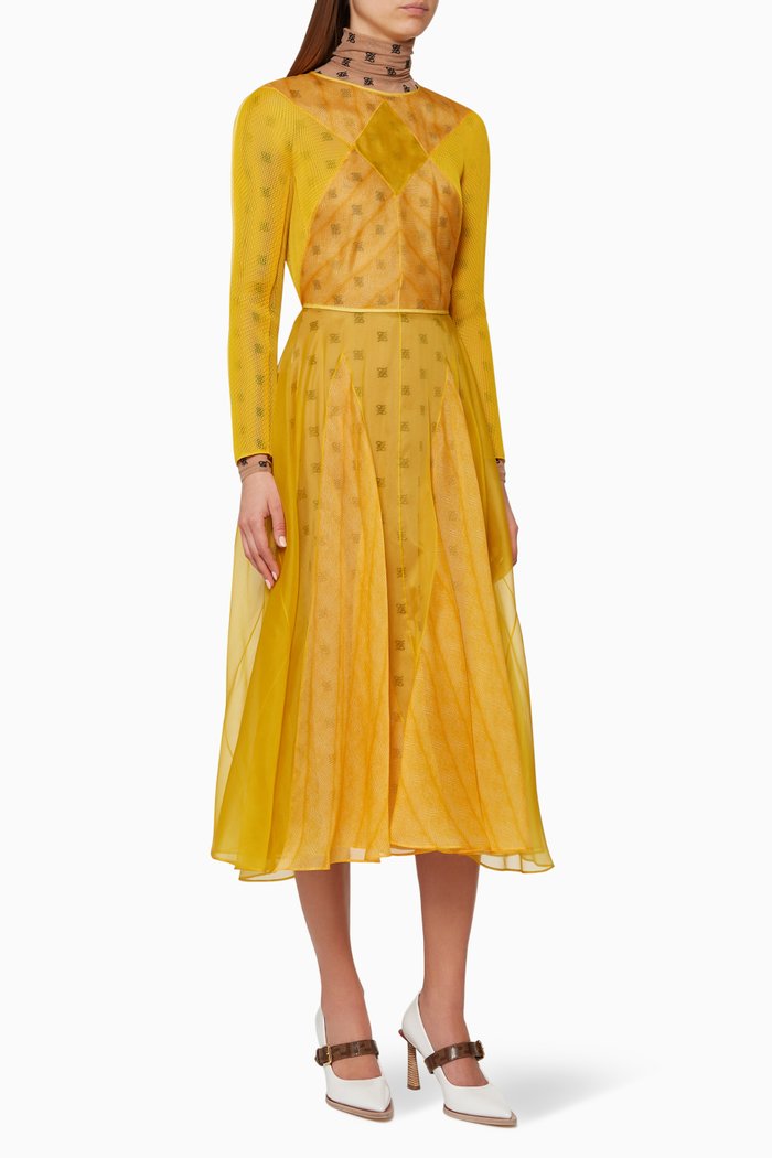 

Logo-Print Organza Dress, Yellow