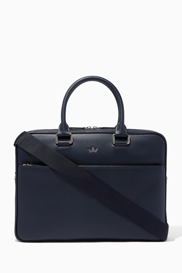 

Award Medium Leather Briefcase, Blue