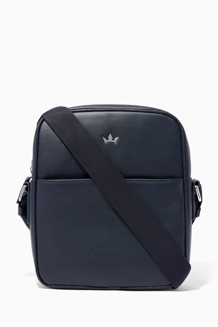 

Award Medium Leather Messenger Bag, Blue