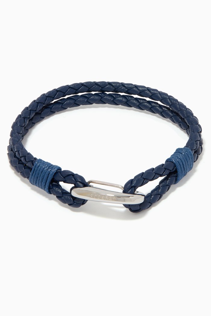 

Elio 2-Line Woven Leather Bracelet, Blue