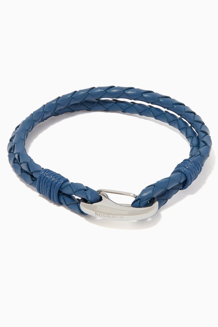 

Elio 2-Line Woven Leather Bracelet, Blue