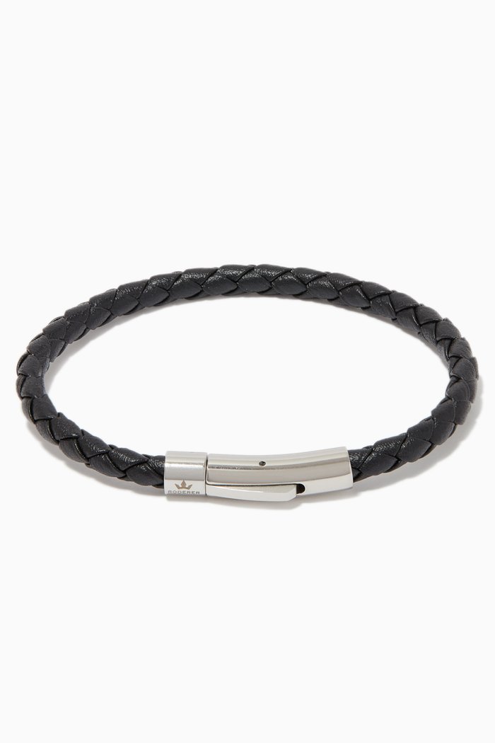 

Matteo Woven Leather Bracelet, Black