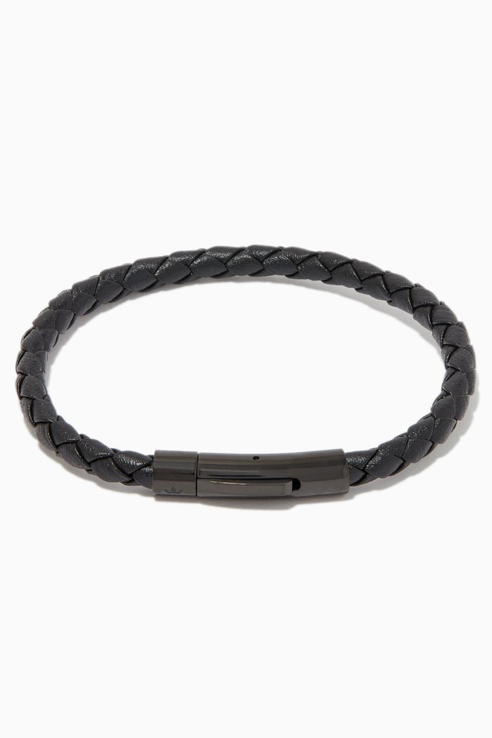 

Matteo Woven Leather Bracelet, Black