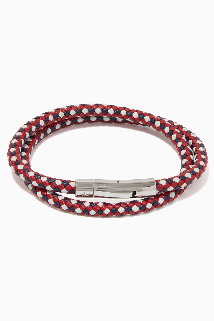 

Matteo Double Tour Woven Leather Bracelet, Blue