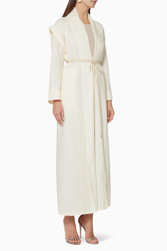 Convertible Linen Abaya, White