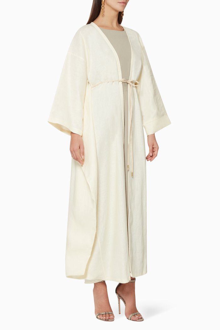 

Hybrid Linen Abaya, White