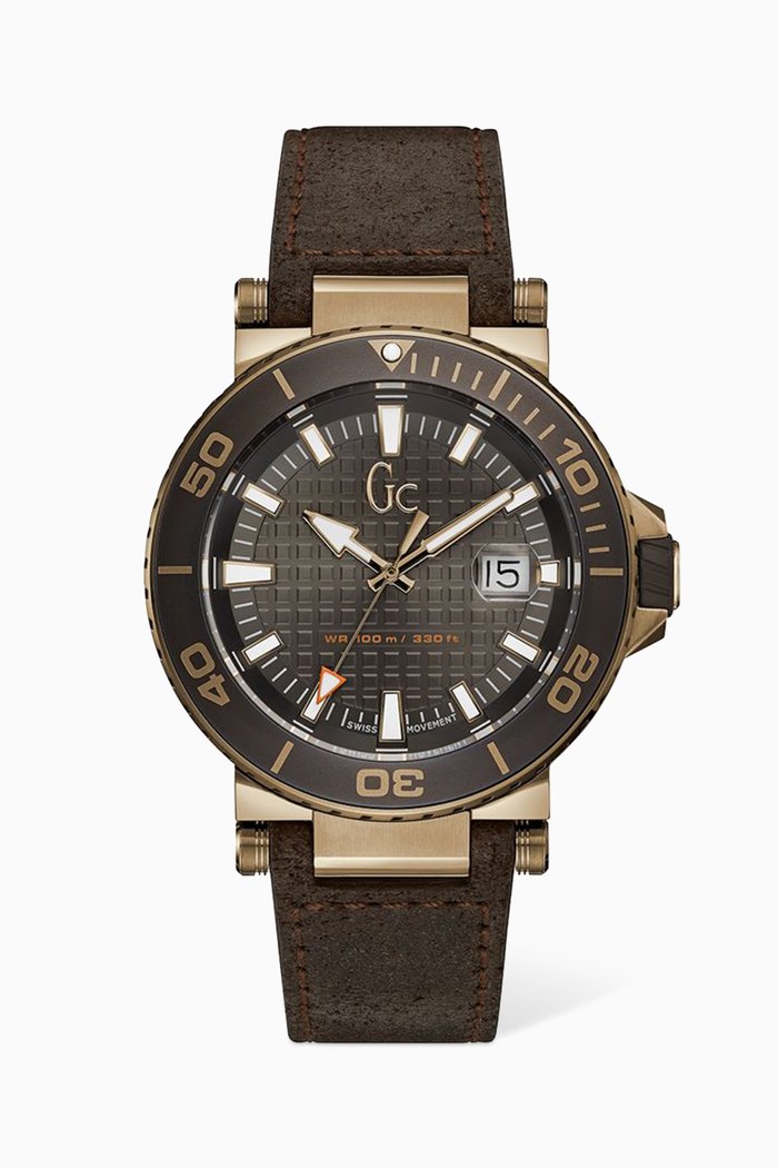 

Divercode Leather Watch, Brown