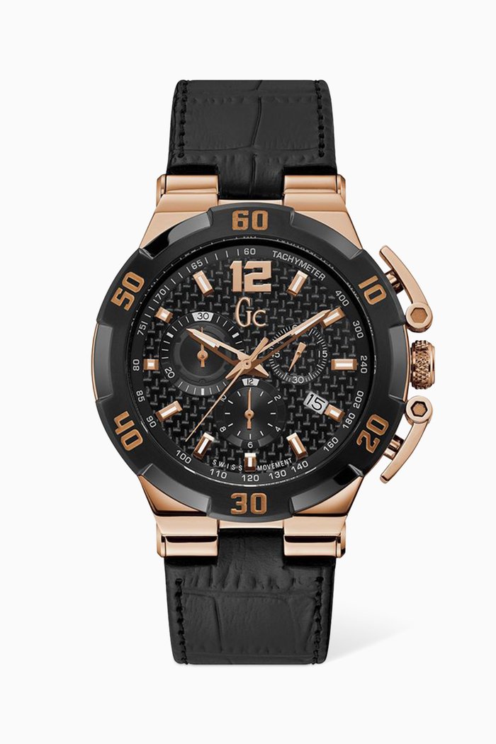 

Structura Ultimate Chronograph Leather Watch, Black