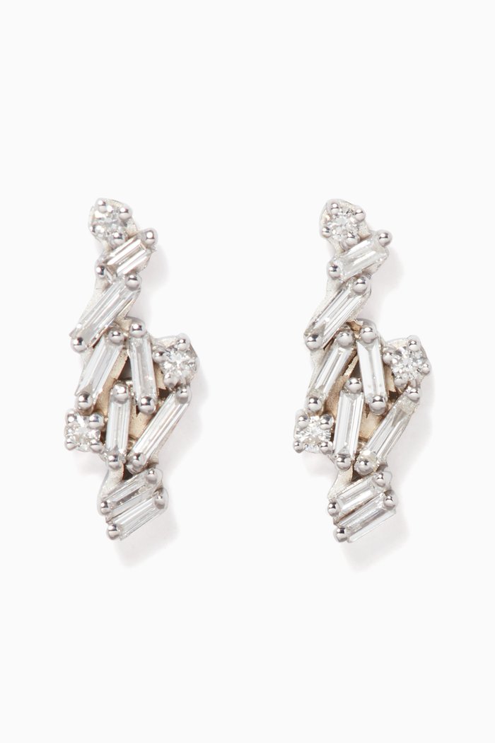 

Fireworks Sparkler Diamond Stud Earrings, Silver