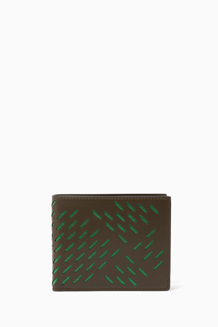

Perforated Nappa Leather Wallet, Green