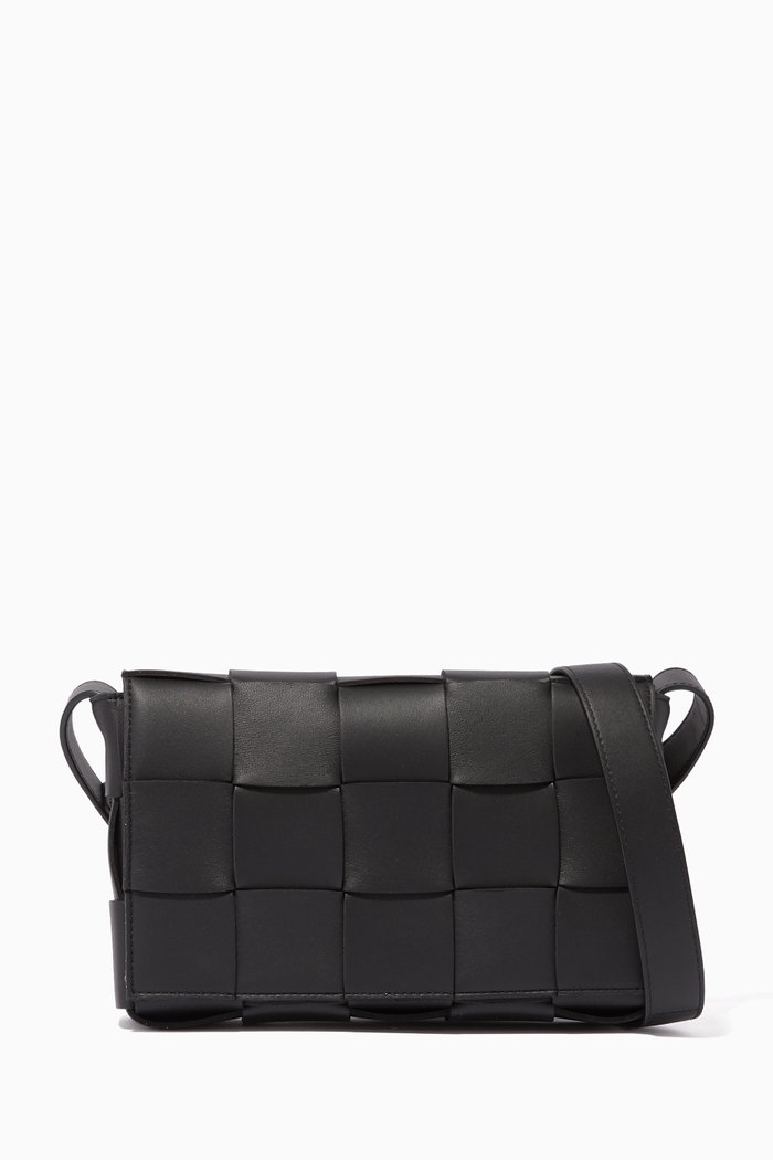 

Intrecciato Leather Cassette Bag, Black