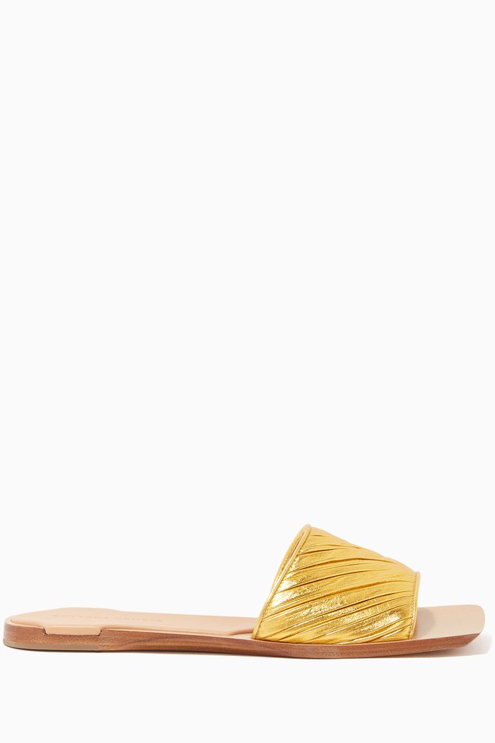 

Ravello Pleated Leather Mules, Gold