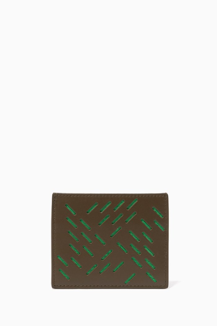 

Perforated Nappa Leather Card Holder, Green