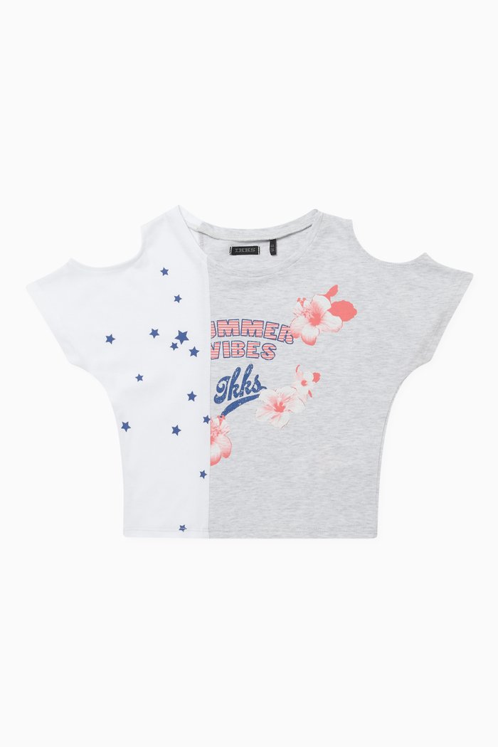 

Graphic Print Cropped T-Shirt, Grey