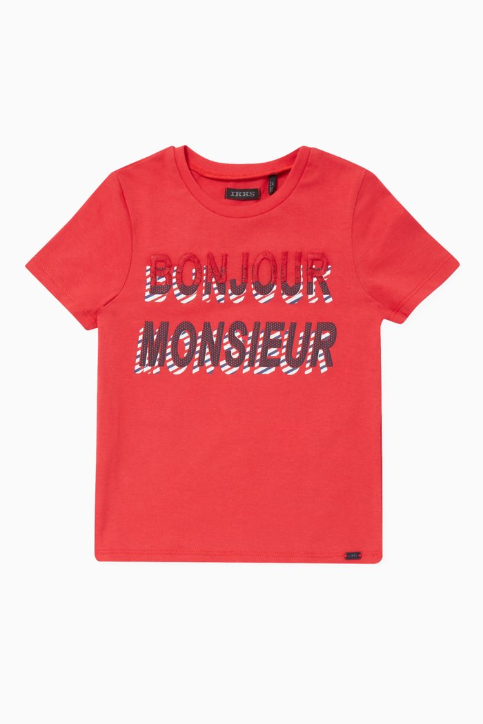 

Text Print Short Sleeve T-Shirt, Red