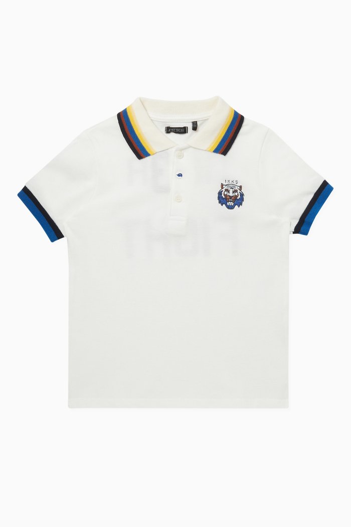 Tiger Embroidery Polo T-Shirt, White