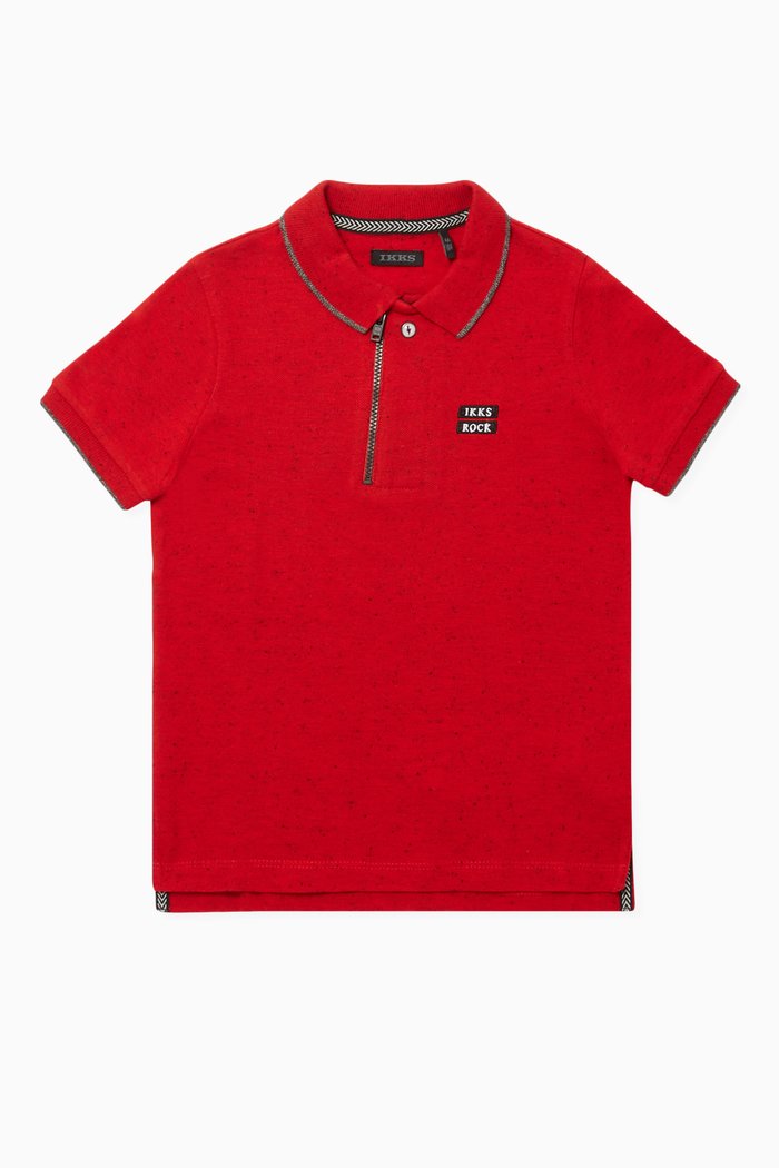 Velvet Flocking Polo T-Shirt, Red