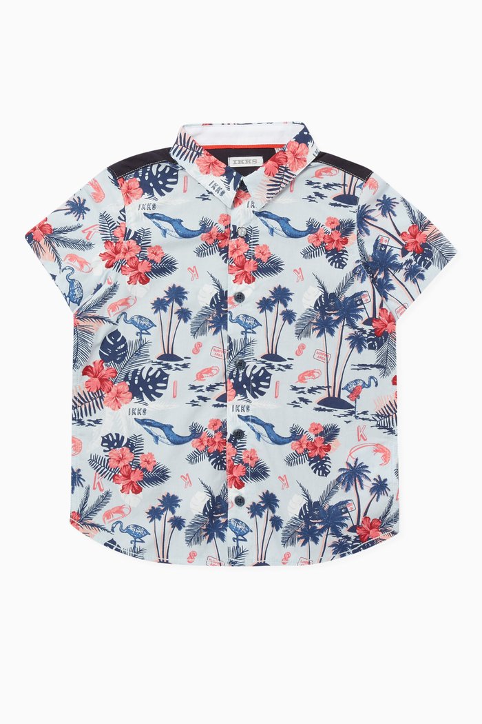 

Floral Print Shirt, Blue