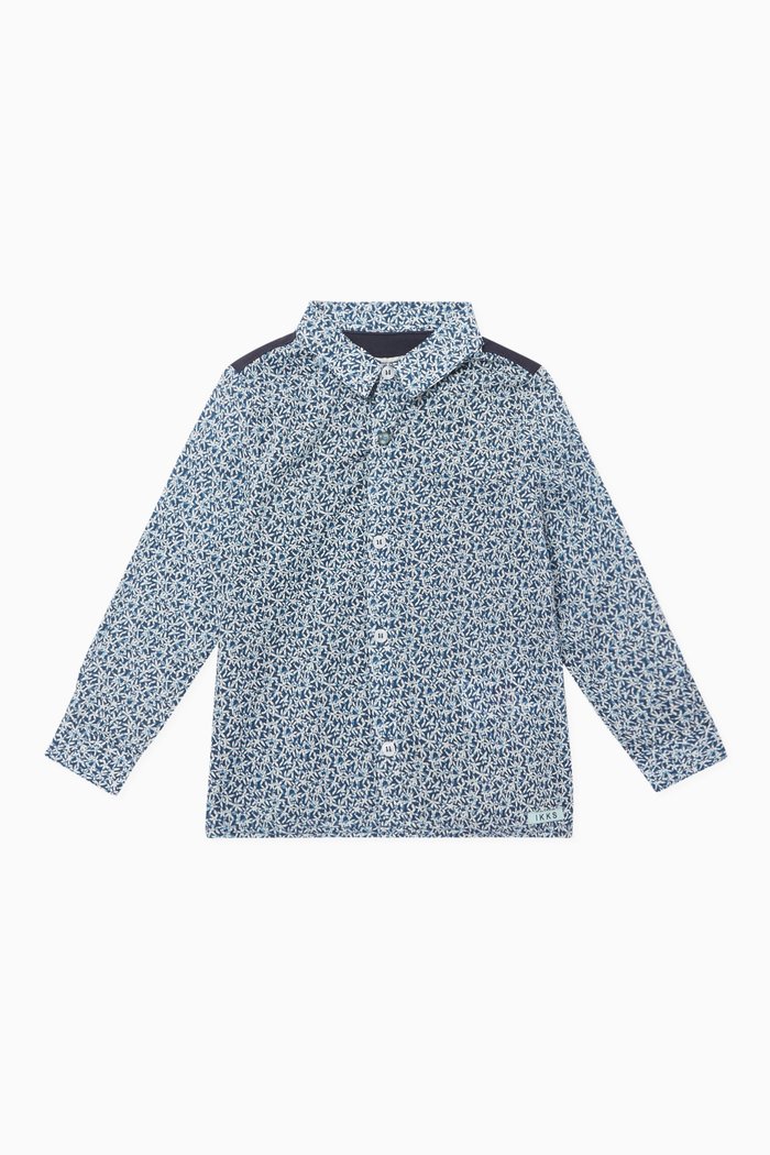 

Long Sleeve Print Shirt, Blue