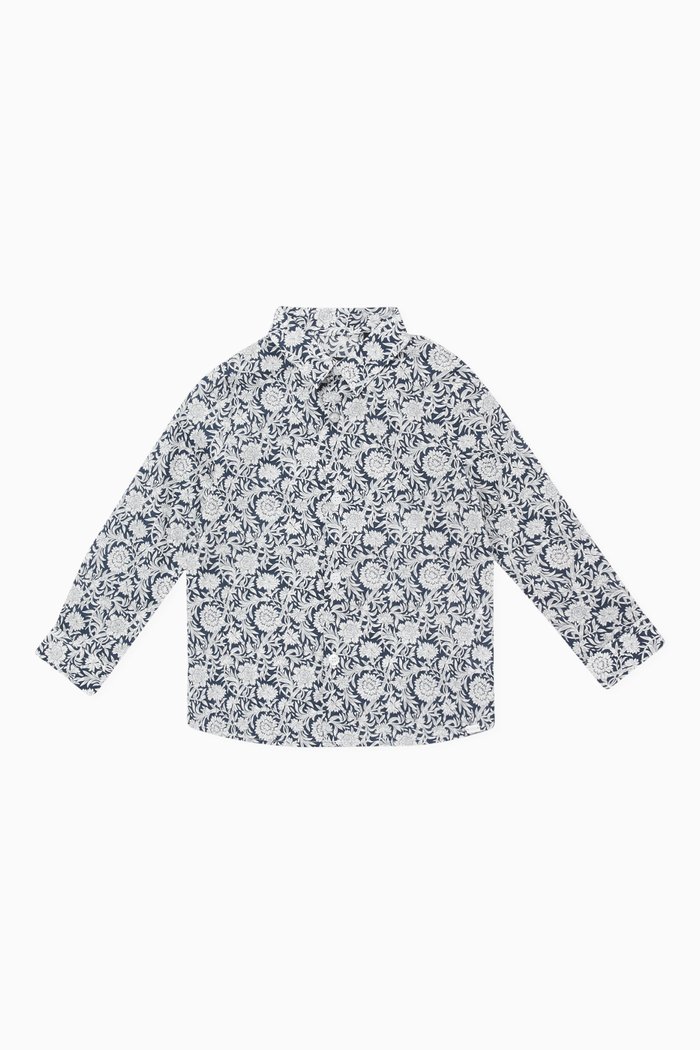 

Floral Print Long Sleeve Shirt, Blue