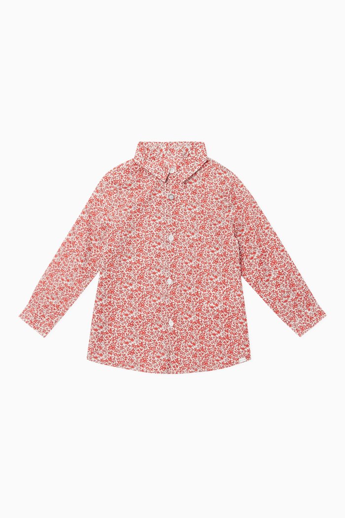 

Floral Print Long Sleeve Shirt, Red