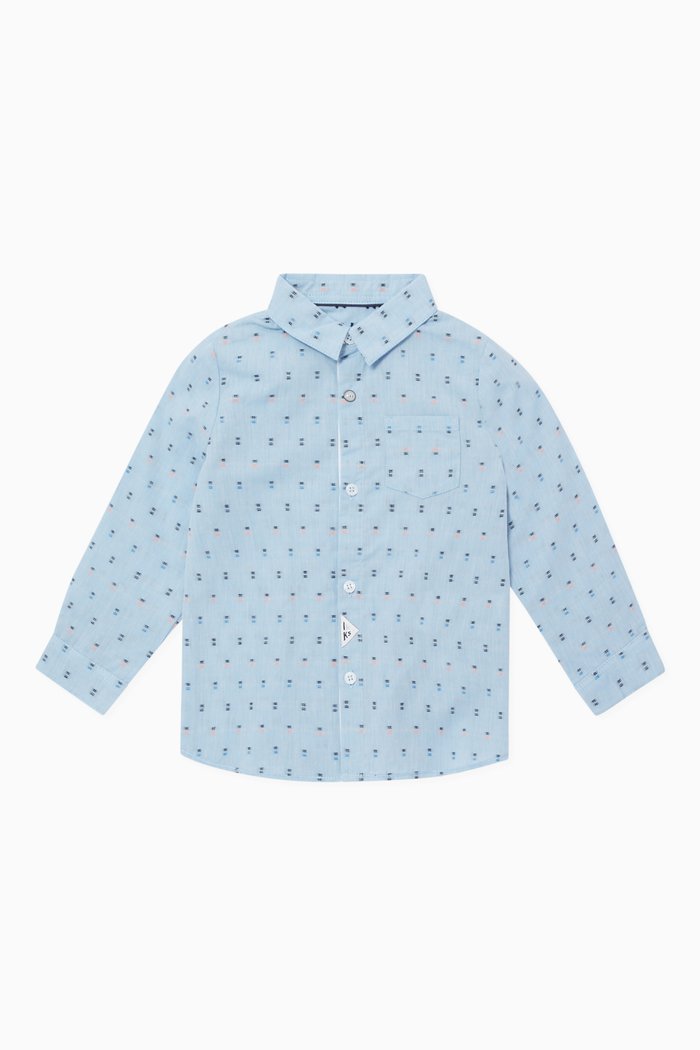 

All-Over Print Long Sleeve Shirt, Blue