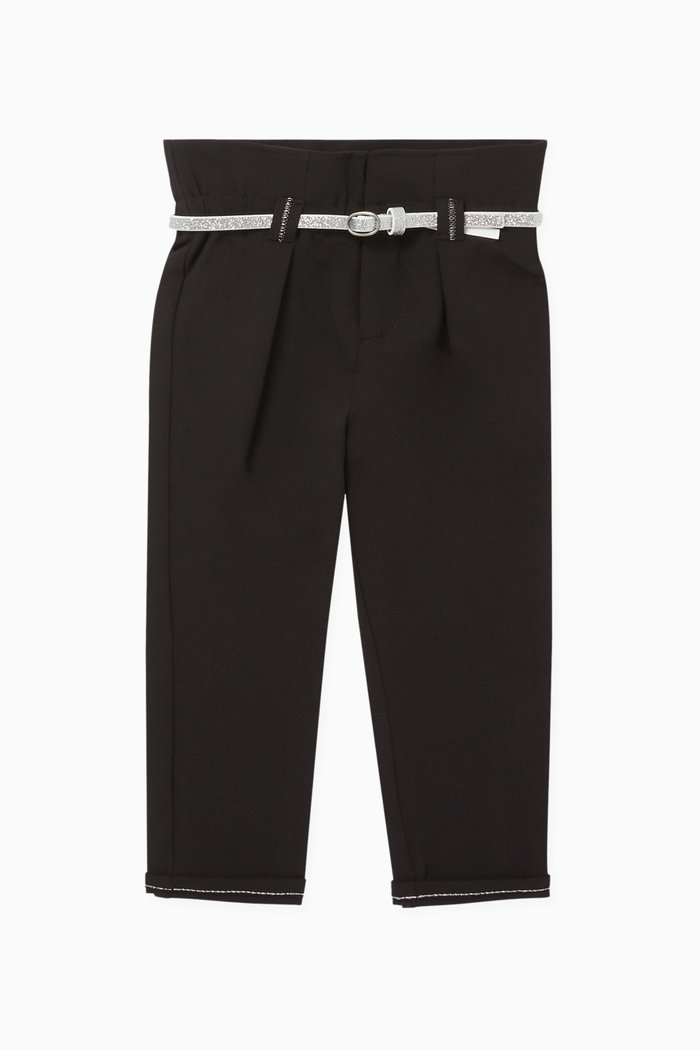 

Glitter-Belted Pants, Black